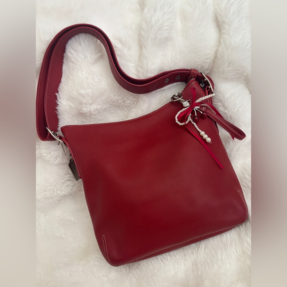 Coach Vintage Red Leather Shoulder Bag